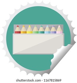 pack of coloring pencils graphic vector illustration round sticker stamp