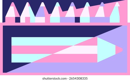 Paquete de lápices para colorear icono de Ilustración vectorial gráfica en color neón brillante