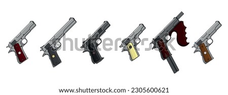 Pack of colt 1911. Vector illustration.