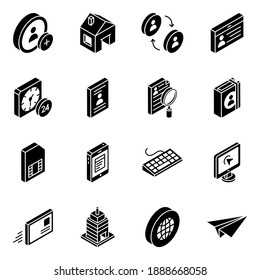 
Paquete de aplicaciones de comunicación Iconos isométricos glifos 
