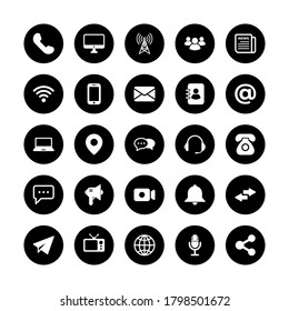 Paquete de símbolo de icono de comunicación vector sobre fondo blanco.