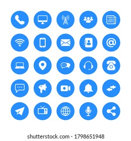 Pack of communication icon symbol vector on white background.