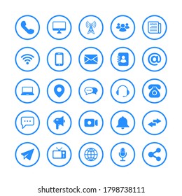 Pack of communication icon symbol vector on white background.