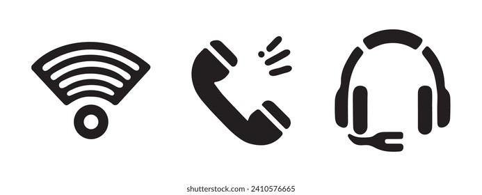 Pack of communication icon symbol vector on white background.