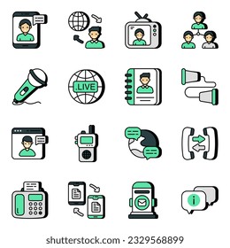 Pack of Communication and Media Flat Icons

