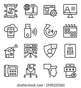 Pack of Communication, Technology and Devices Linear Icons