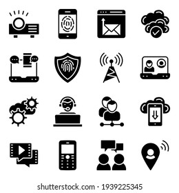 Pack Of Communication Technology Solid Icons 