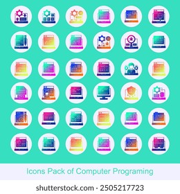 Pack Of Computer Programing Icons Set vector Design