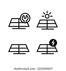paquete de concepto simple panel de energía solar icono vector ilustración aislada. Reparación, soporte, batería...