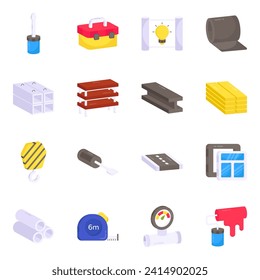 Pack of Construction Equipment Flat Icons


