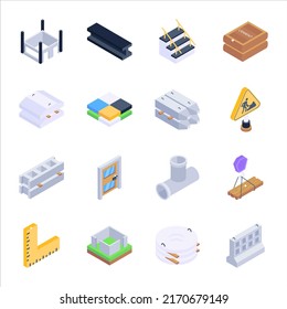 Pack of Construction Equipment Isometric Icons

