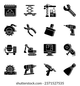 Pack of Construction Equipment Solid Icons


