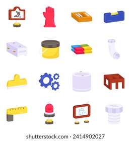 Pack of Construction Instrument Flat Icons

