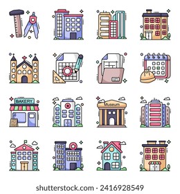 Pack of Construction Tools Flat Icons 

