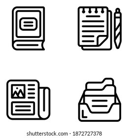 Paquete de contenido y literatura en iconos sólidos