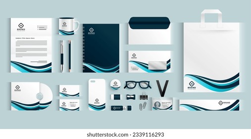 pack of corporate stationery items banner for business branding vector