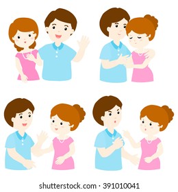 pack of couple character cartoon vector illustration