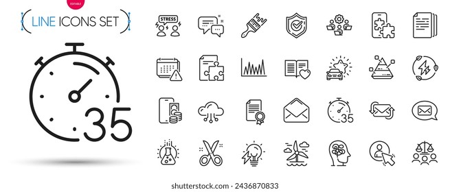 Pack of Court jury, Scissors and Employees messenger line icons. Include Stress, Phone pay, Green electricity pictogram icons. Chemistry lab, Love book, User signs. Phone puzzle. Vector