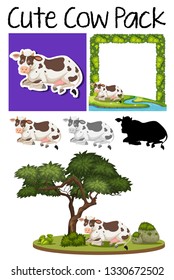 A pack of cow illustration