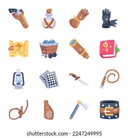 Pack of Cowboy Tools 2D Icons 

