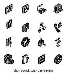 
Pack of Creative Research Glyph Isometric Icons 