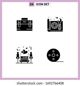 Pack of creative Solid Glyphs of bag; night date; motivation; construction; night Editable Vector Design Elements