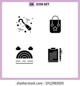 Pack of creative Solid Glyphs of dental; rainbow; tools; trip; document Editable Vector Design Elements