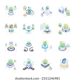 Pack of Crypto Isometric Icons 

