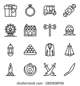 Pack of Cultural Elements Line Icons 