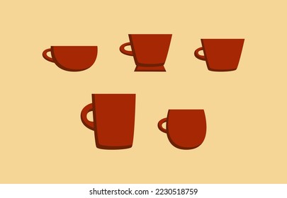 pack of cup illustration with cute warm red color. suitable design elements for cafe, restaurant, menu, poster, and beverage product.