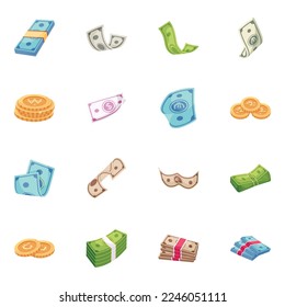 Pack of Currencies 2D Icons 

