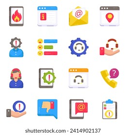 Paquete de iconos planos de la línea de ayuda del cliente 

