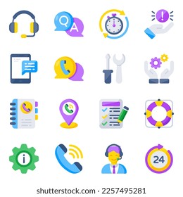 Pack of Customer Service Flat Icons 

