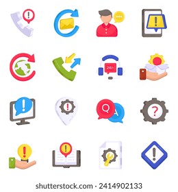 Pack of Customer Service Flat Icons

