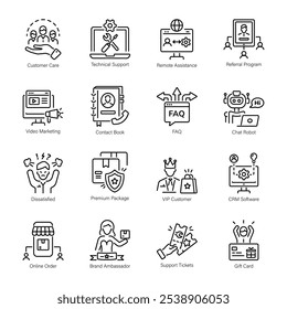 Pack of Customer Support Line Icons 

