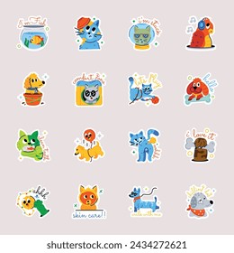 Pack of Cute Animals Flat Stickers 

