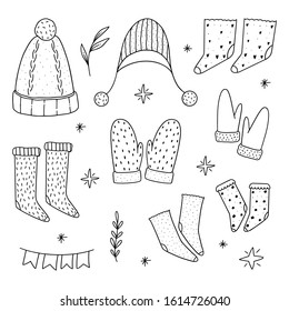 Pack of cute and cozy winter clothes.