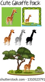 A pack of cute giraffe illustration