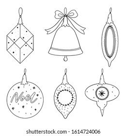 Pack of cute illustrations of Christmas ornaments.