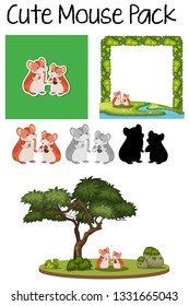 A pack of cute mouse illustration