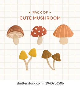 Pack of Cute Mushroom Hand Drawn