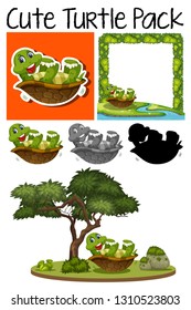 A pack of cute turtle illustration