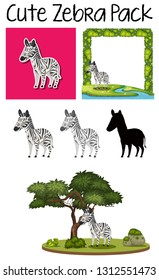 A pack of cute zebra illustration