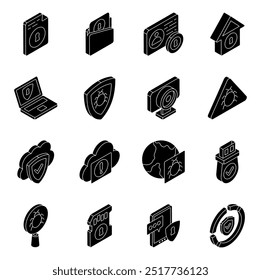 Pack of Cyber Security Flat Icon 

