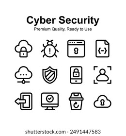 Pack of cyber security icons, premium quality, ready to use