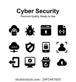 Pack of cyber security icons, premium quality, ready to use