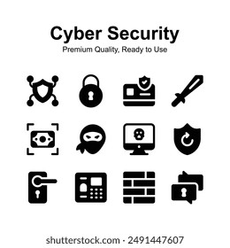 Pack of cyber security icons up for premium use