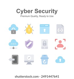 Pack of cyber security icons, premium quality, ready to use