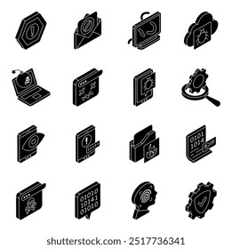 Paquete de icono plano de cibercrimen 

