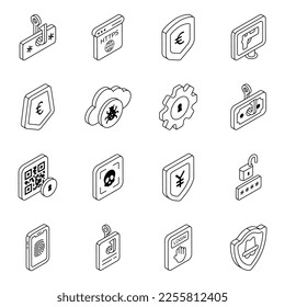 Paquete de iconos lineales de ciberseguridad 

